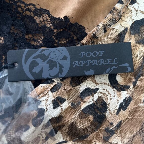 Poof Apparel Leopard Print Dress Small Brown New Lace-Back - Picture 10 of 10